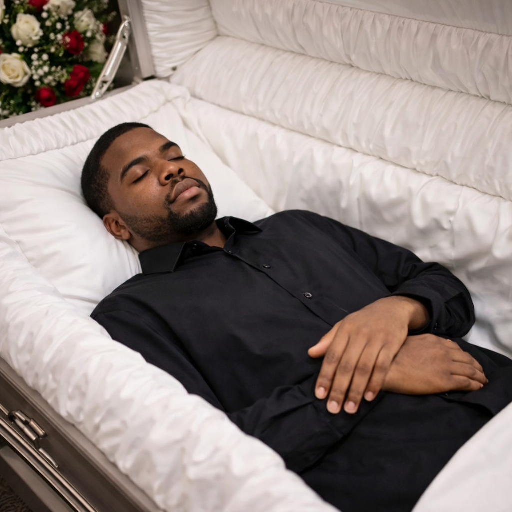 Burial of man in white shirt